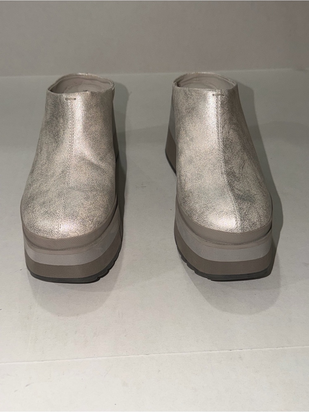 Naked Feet-Coach Metallic Platform Mule - Women's Silver Slip-On